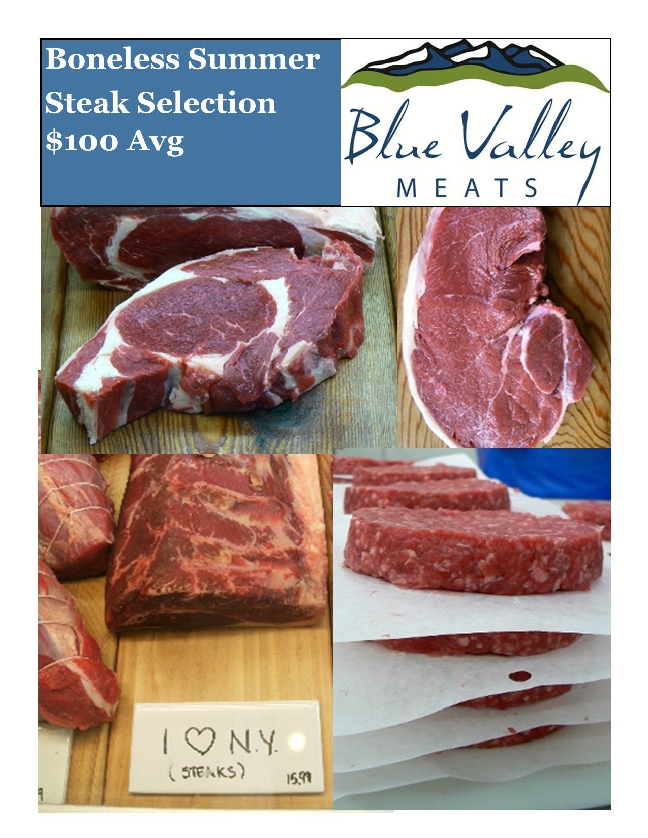 BONELESS Summer Steak Selection- $145.00